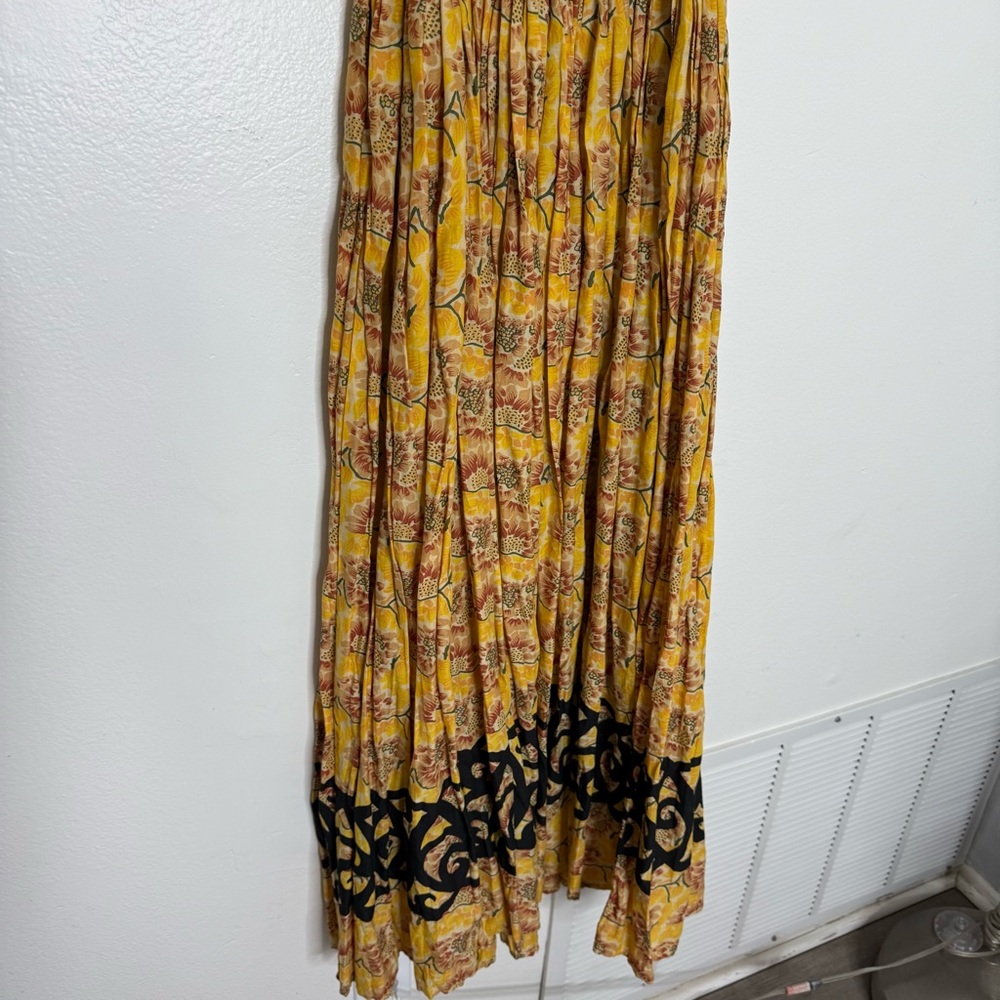Free People Mustard Yellow Floral Maxi Dress with Black Trim - Picture 6 of 8